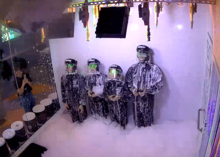 Team Meowsters lined up in the Bomb Room after their Cash Bomb win