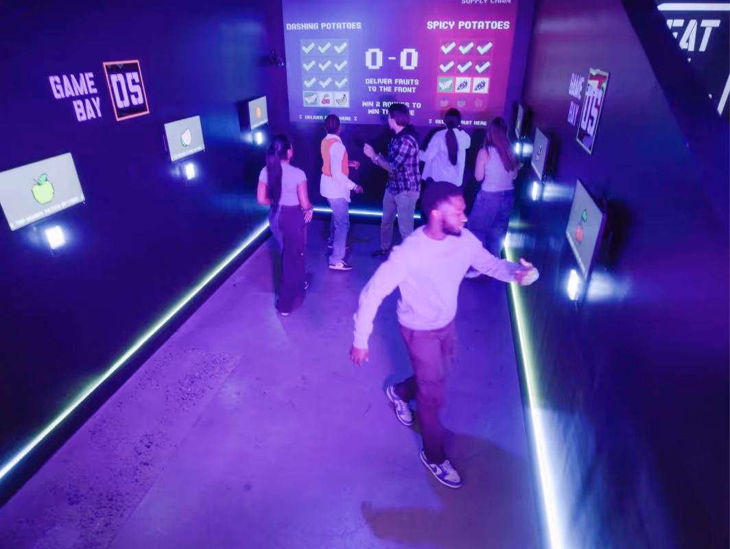 Group having fun at Arcade Bomb Battle
